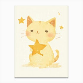 Cute Cat With Star.Generated AI. Wall Art Print 4 Canvas Print