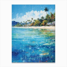 A Painting Of Matira Beach, Bora Bora French Polynesia 1 Canvas Print