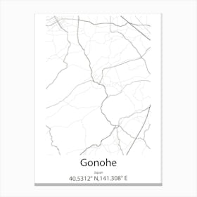 Gonohe,Japan Minimalist Map Canvas Print