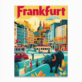 Aihrgdesign A 1970s Inspired Travel Poster For Frankfurt 5 Canvas Print