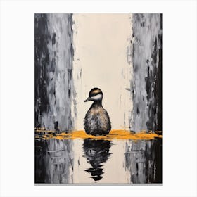 Minimalist Portrait Of A Duckling Black & White 3 Canvas Print