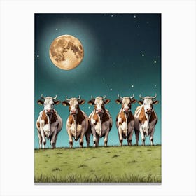 Cows In The Moonlight Canvas Print