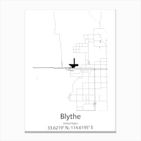 Blythe,United States Minimalist Map Canvas Print