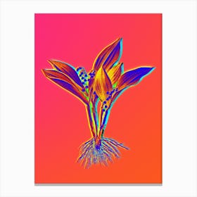 Neon Lily of the Valley Botanical in Hot Pink and Electric Blue n.0308 Canvas Print