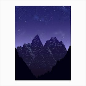 Night Sky With Mountains Canvas Print