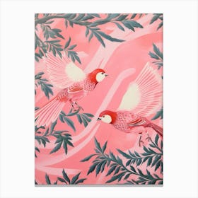 Vintage Japanese Inspired Bird Print Sparrow 2 Canvas Print