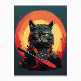 Cat With A Knife Canvas Print