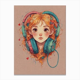 Girl With Headphones 4 Canvas Print