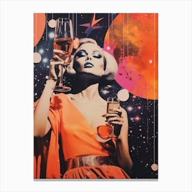 Vintage Space Prosecco Collage Canvas Print
