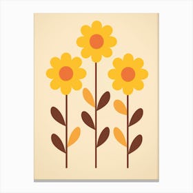 Three Yellow Flowers Canvas Print