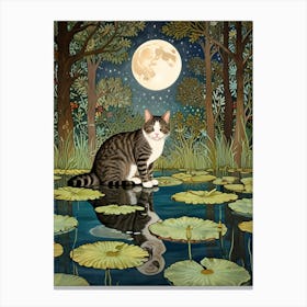 William Morris Cat In The Pond Canvas Print