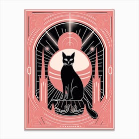 The Chariot Tarot Card, Black Cat In Pink 2 Canvas Print