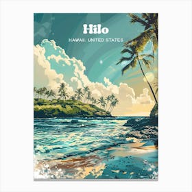 Hilo Hawaii Beautiful Travel Illustration Canvas Print