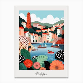 Poster Of Portofino, Italy, Illustration In The Style Of Pop Art 2 Canvas Print