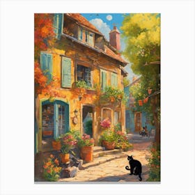 Cat Walks Down The Street Canvas Print