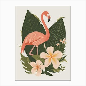 Chilean Flamingo Plumeria Minimalist Illustration 4 Canvas Print