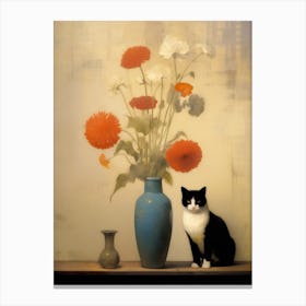 Odilon Redon Inspired Vase and Cat Canvas Print
