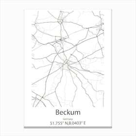 Beckum,Germany Minimalist Map Canvas Print