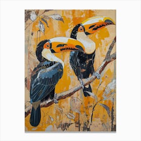 Toucans Kitsch Brushstrokes 3 Canvas Print