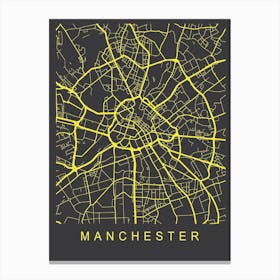 Manchester Map Neon Canvas Print