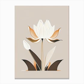 Lotus Flowers In Park Retro Minimal 1 Canvas Print
