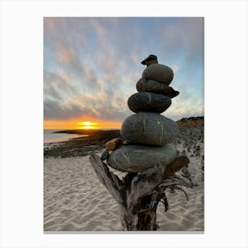 Stacked Rocks On The Beach Canvas Print