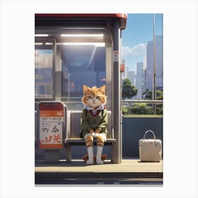 Cat Sitting On A Bus Canvas Print