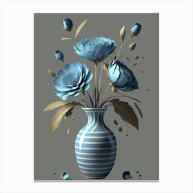 Blue Flowers In A Vase 2 Canvas Print