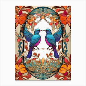 Default Stylized Colorful Design Of Birds In Art Nouveau Style 1 Canvas Print