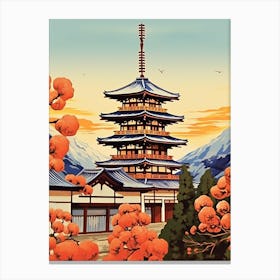 Takayama Old Town, Japan Vintage Travel Art 4 Canvas Print