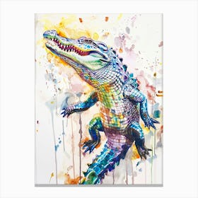 Crocodile Colourful Watercolour 3 Canvas Print