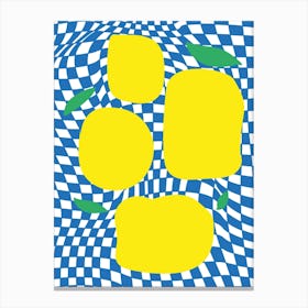 Checkerboard Pastel Blue Lemons Canvas Print