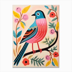 Pink Scandi Finch 4 Canvas Print