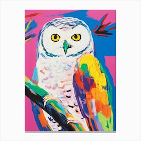 Colourful Bird Painting Snowy Owl 1 Canvas Print