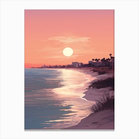 Illustration Of Gulfport Beach Mississippi In Pink Tones 2 Canvas Print