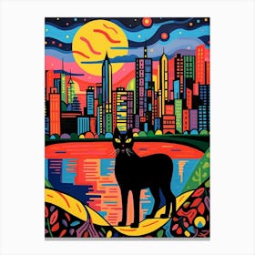 Chicago, United States Skyline With A Cat 2 Canvas Print