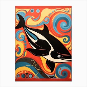 Orca Whale Red Geometric Canvas Print
