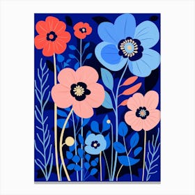 Blue Flower Illustration Cosmos 4 Canvas Print