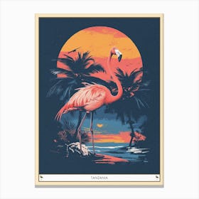 Greater Flamingo Tanzania Tropical Illustration 3 Poster Canvas Print