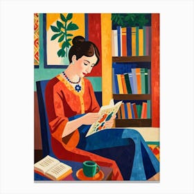 Woman Reading A Book 1 Canvas Print