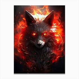 Wolf In Flames 3 Canvas Print