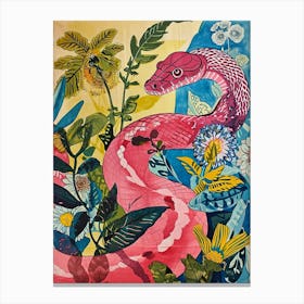 Floral Animal Painting Snake 4 Canvas Print