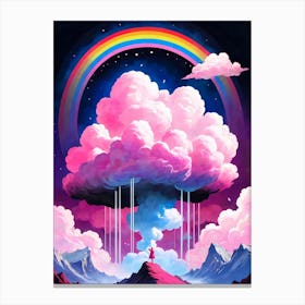 Surreal Rainbow Clouds Sky Painting (7) Canvas Print