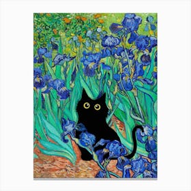 Vincent Van Gogh S Irises Cat Canvas Print
