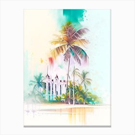 Punta Cana Dominican Republic Watercolour Pastel Tropical Destination Canvas Print