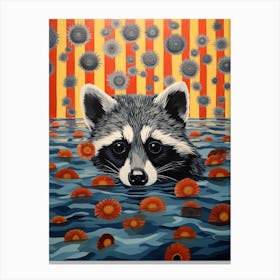 A Raccoons Swimming Lake In The Style Of Jasper Johns 2 Canvas Print
