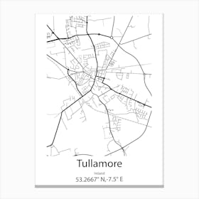 Tullamore,Ireland Minimalist Map Canvas Print