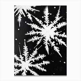 Needle, Snowflakes, Black & White 3 Canvas Print