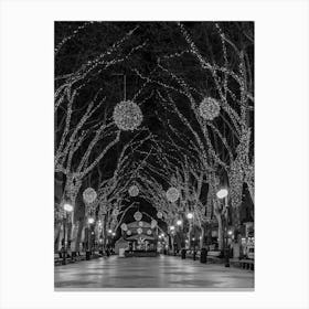 Christmas in Palma de Majorca Spain Balearic islands Illuminated street Canvas Print