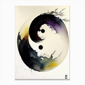 Repeat 4 Yin And Yang Japanese Ink Canvas Print